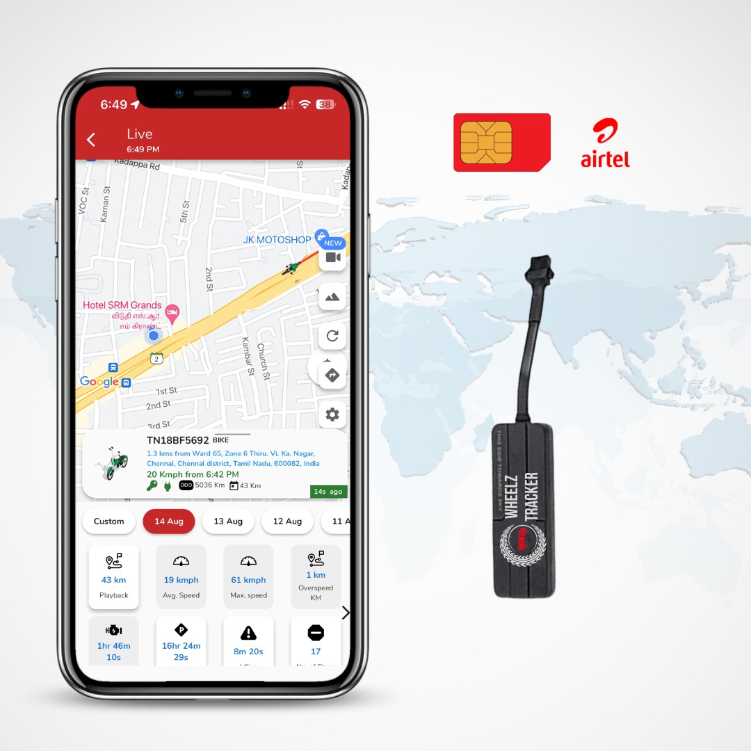 Wheelz Tracker Lite – Wired Hidden GPS Tracker (Bike | Car | Bus | Truck)